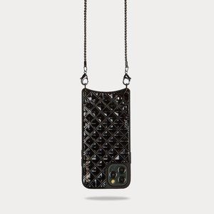 iPhone 11 Pro case SHEILA Pyramid Crossbody Bandolier in Black Embossed/Pewter